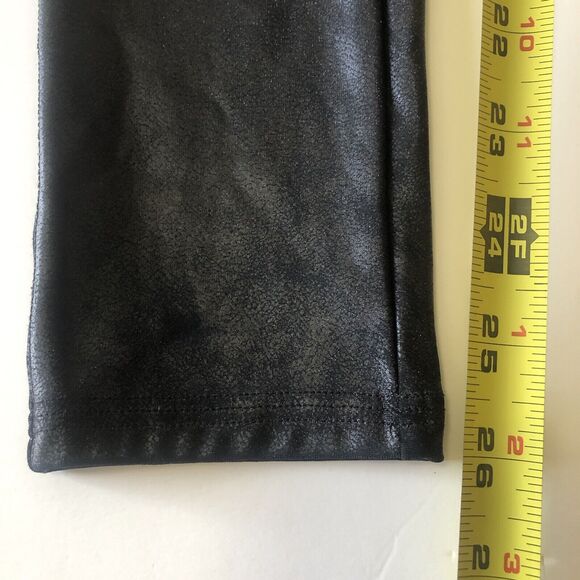 Spanx Leggings Black Faux Leather Metallic Stretch Pants Skinny Medium Petite - Picture 8 of 14